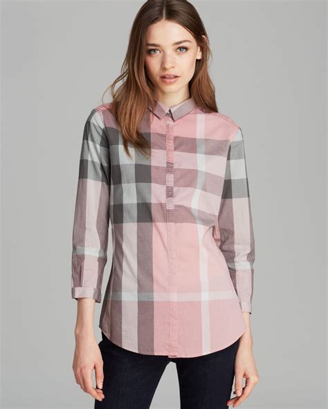 ladies pink burberry shirt|pink Burberry button up shirt.